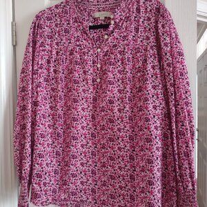 LOFT Button Up Blouse- Pink floral- Size L